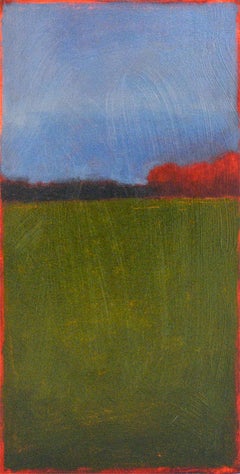Farbfeld 247 (Abstrakte Landschaftsmalerei mit dunkelgrüner Waldwiese und Himmel)