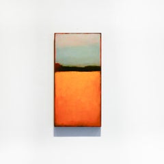 Color Field 248: Abstract Landscape Painting of Orange Forrest Meadow & Blue Sky
