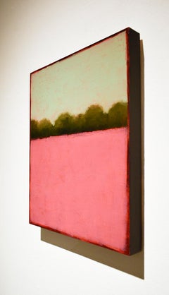 Color Field 381: Abstract Landscape Painting of a Pink Field and Mint Green Sky