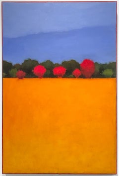 Field de couleurs 502 ( Paysage abstrait minimal de champ jaune doré et de ciel bleu)