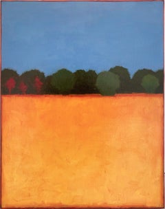 Color Field 619 (Contemporary Vertical Landscape Painting in Blue & Orange)