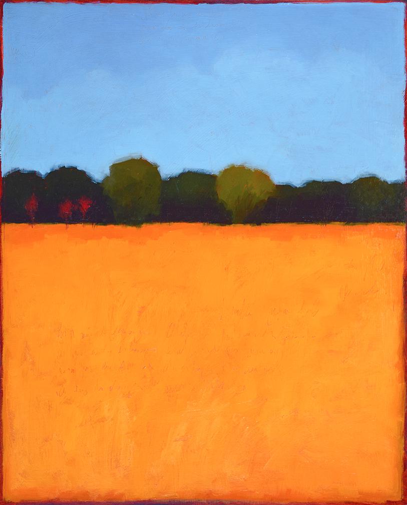 orange landscape painting