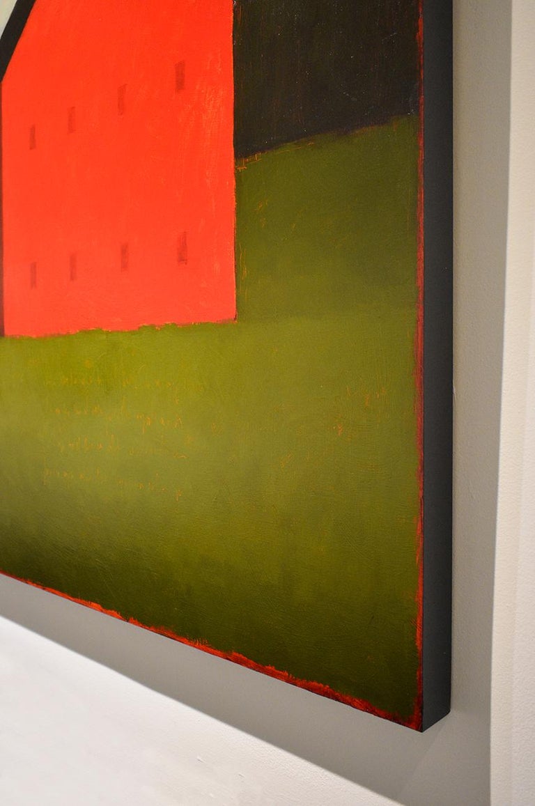 Tracy Helgeson - Double Red (Graphic Abstract Landscape Painting of Two