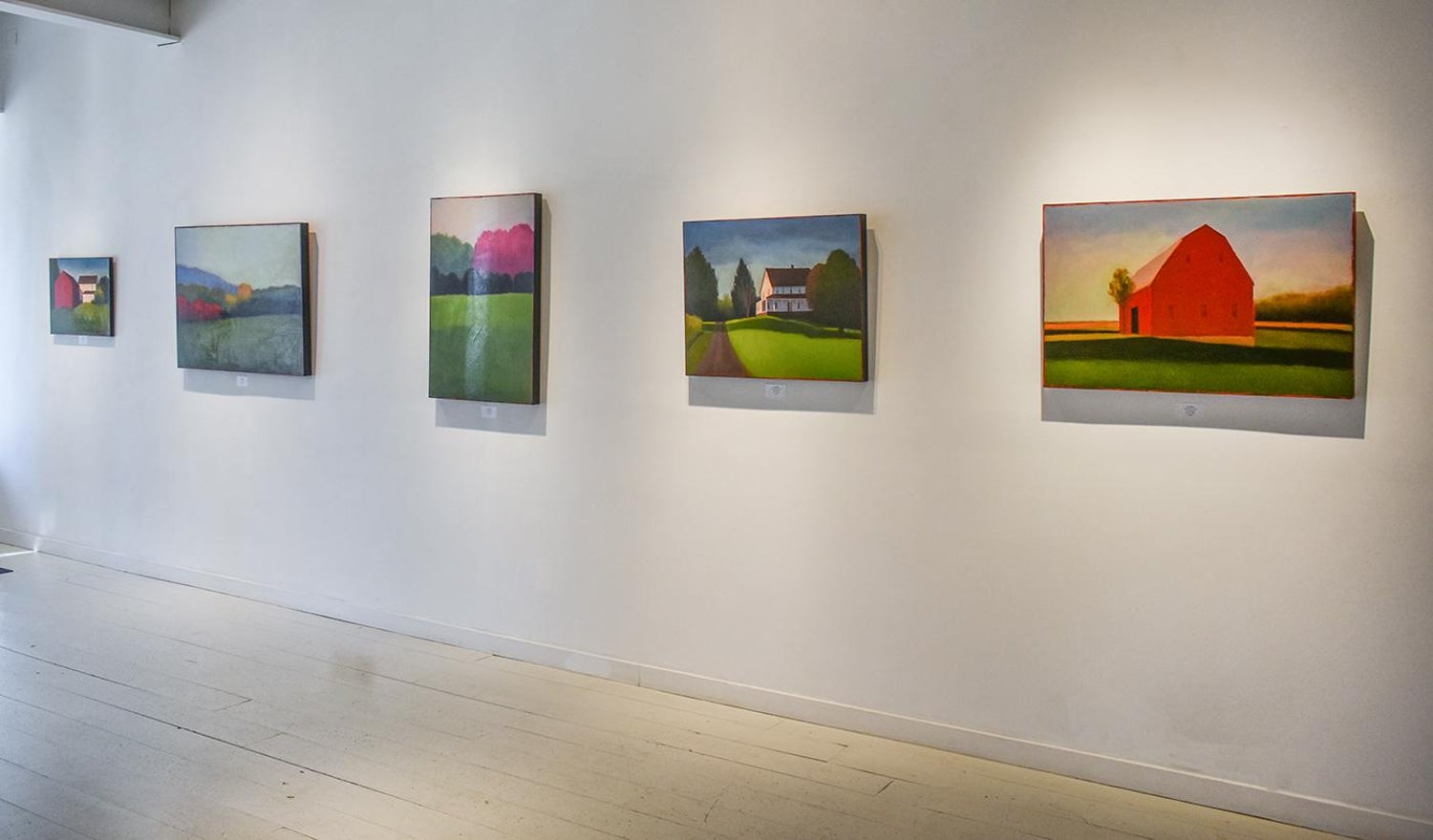 Half Half Contemporary Minimalist Vertical Landscape In Magenta