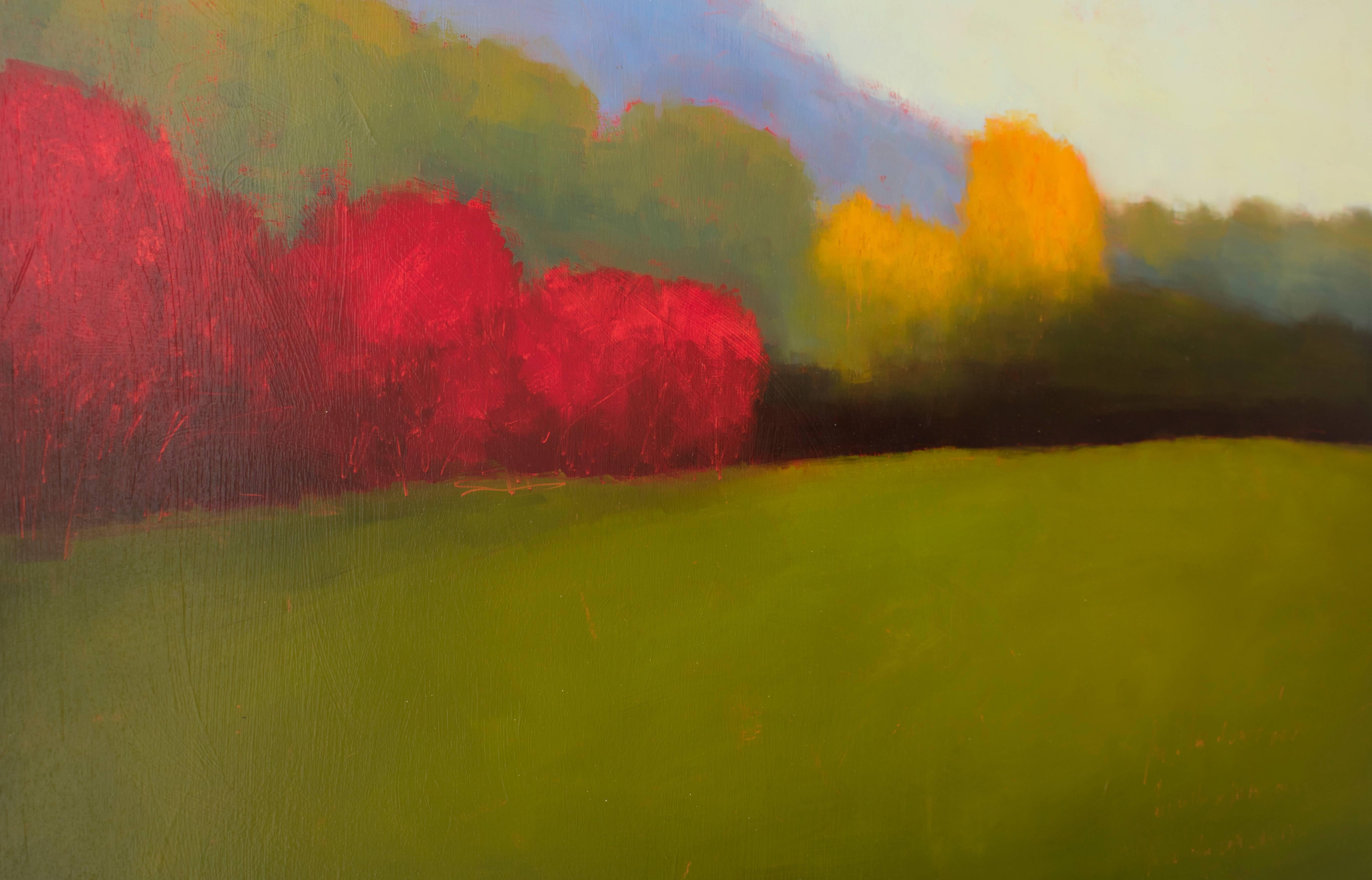 Landscape (Modern, Color Field Landscape Painting on Panel) 1