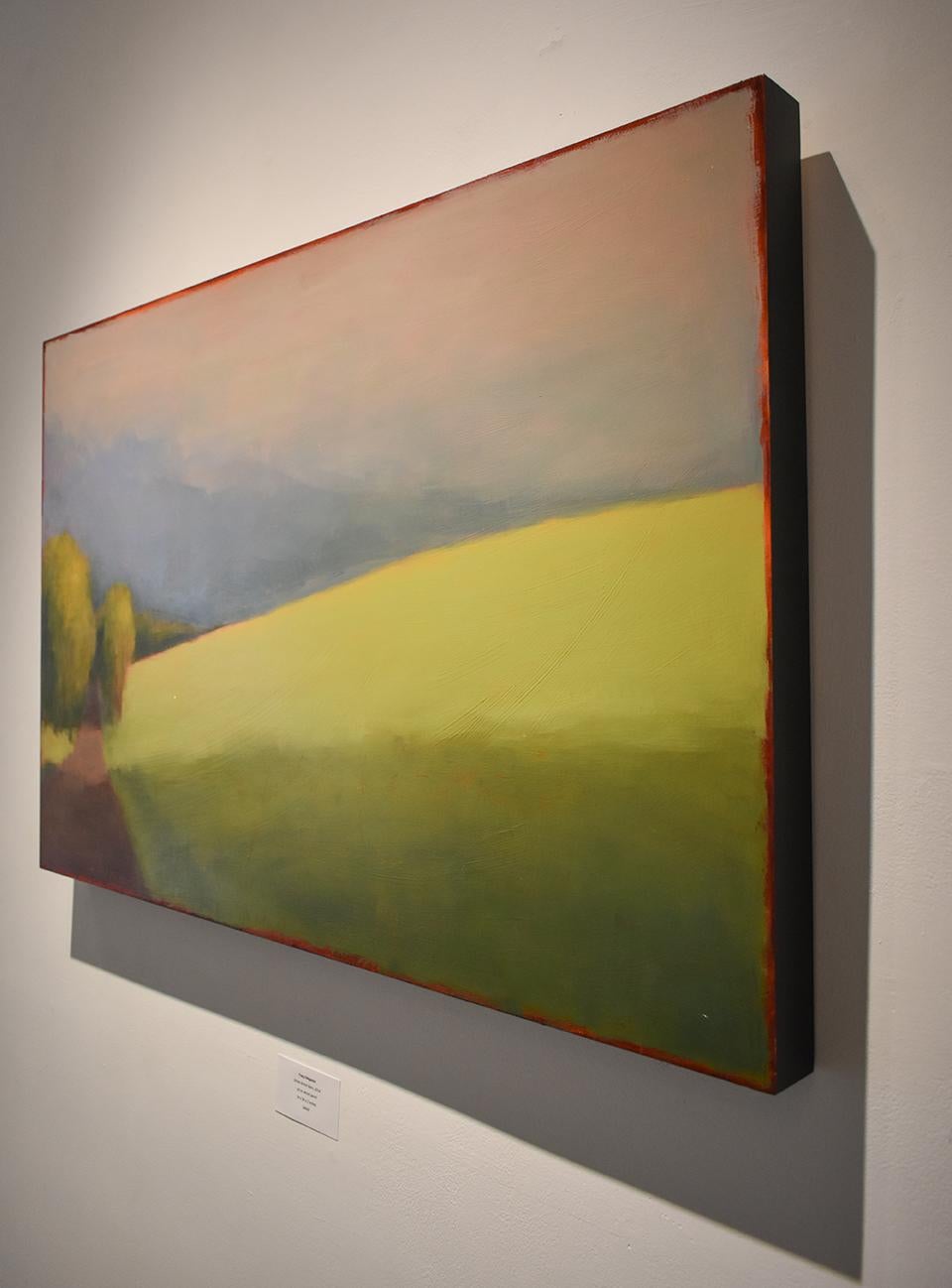 Long Light: Modern Color Field Landscape Painting of a Green Field & Blue Sky 1