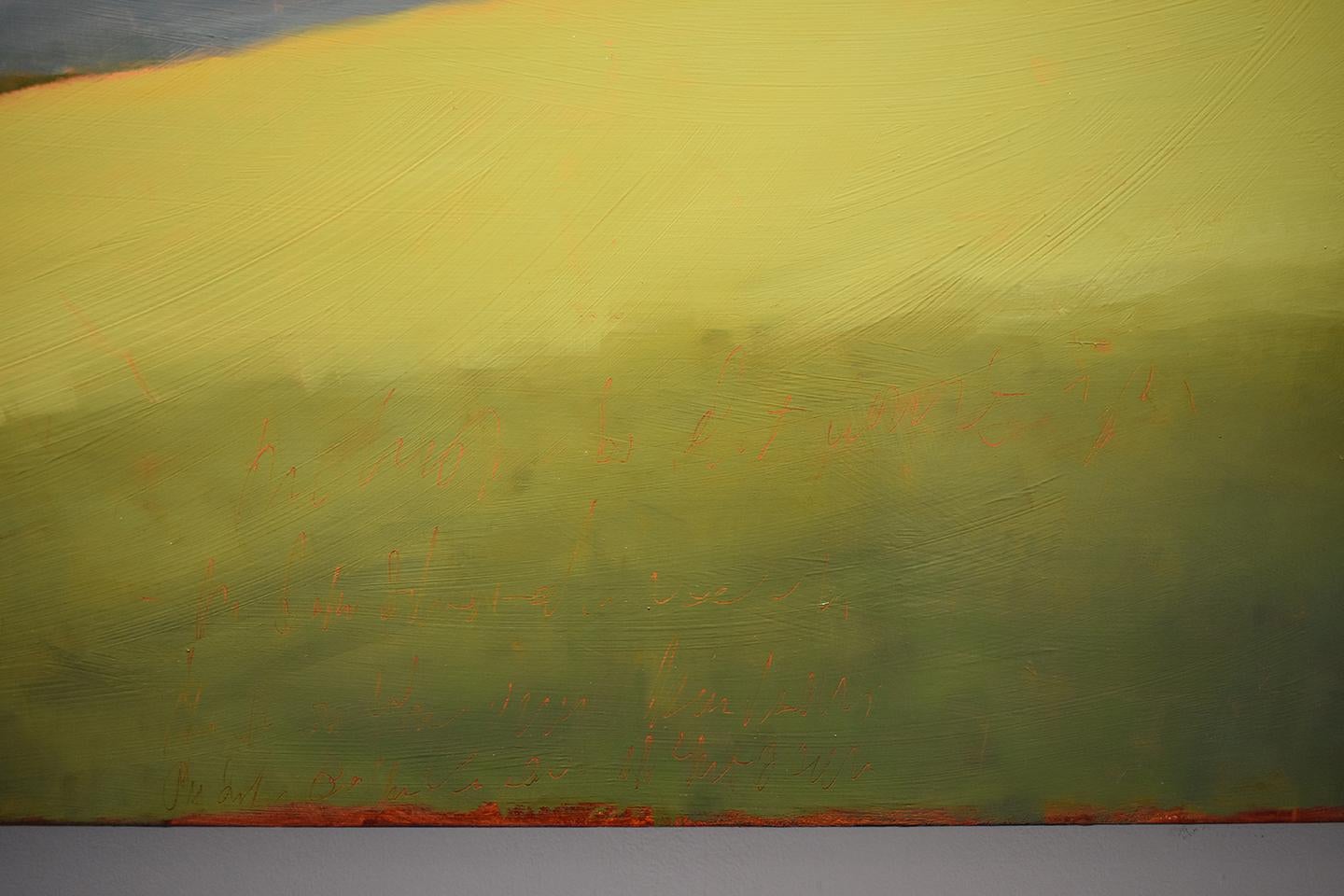 Long Light: Modern Color Field Landscape Painting of a Green Field & Blue Sky 6