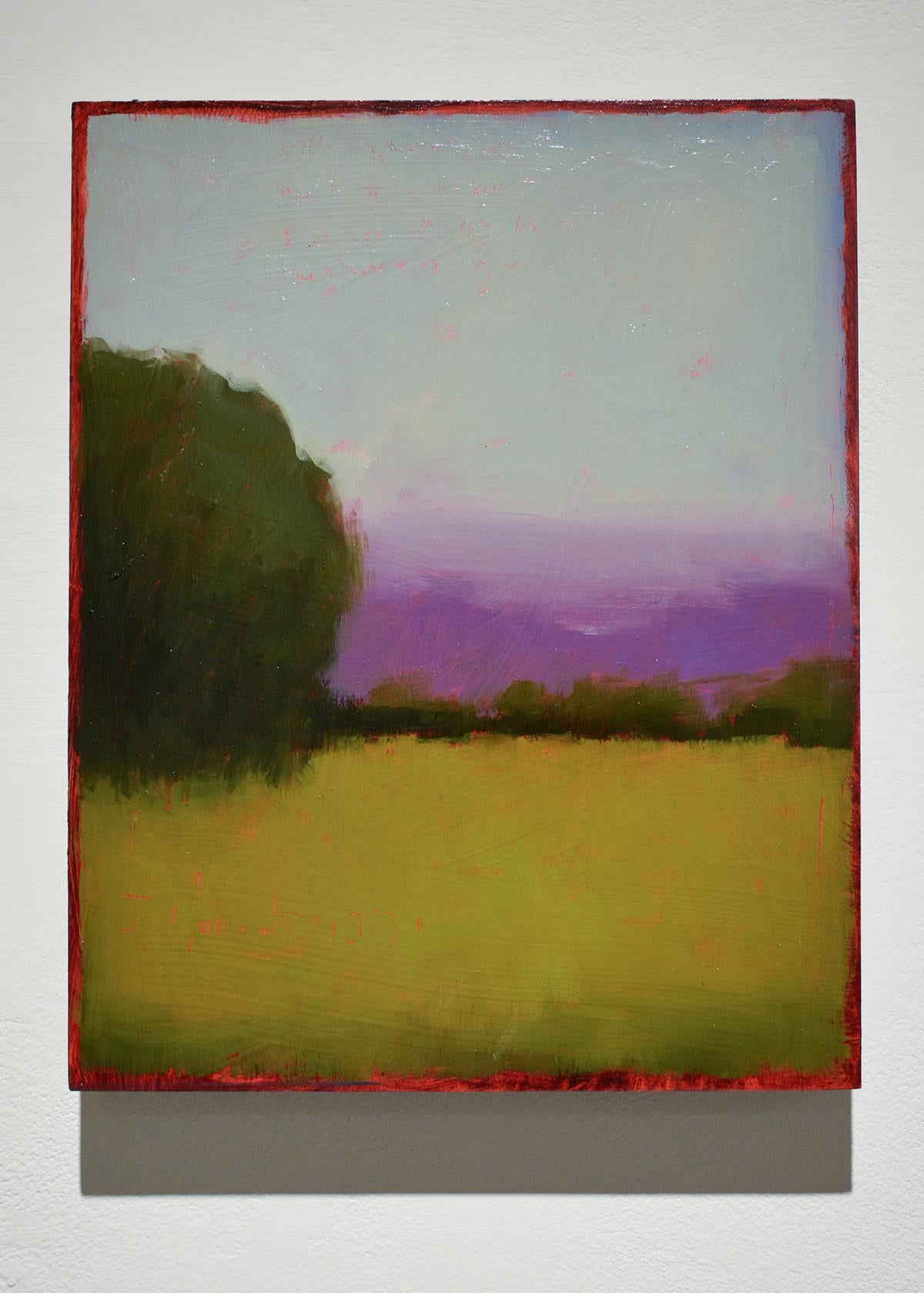 Purple Haze (Abstract Landscape Painting of a Green Field, Purple & Blue Sky)  1