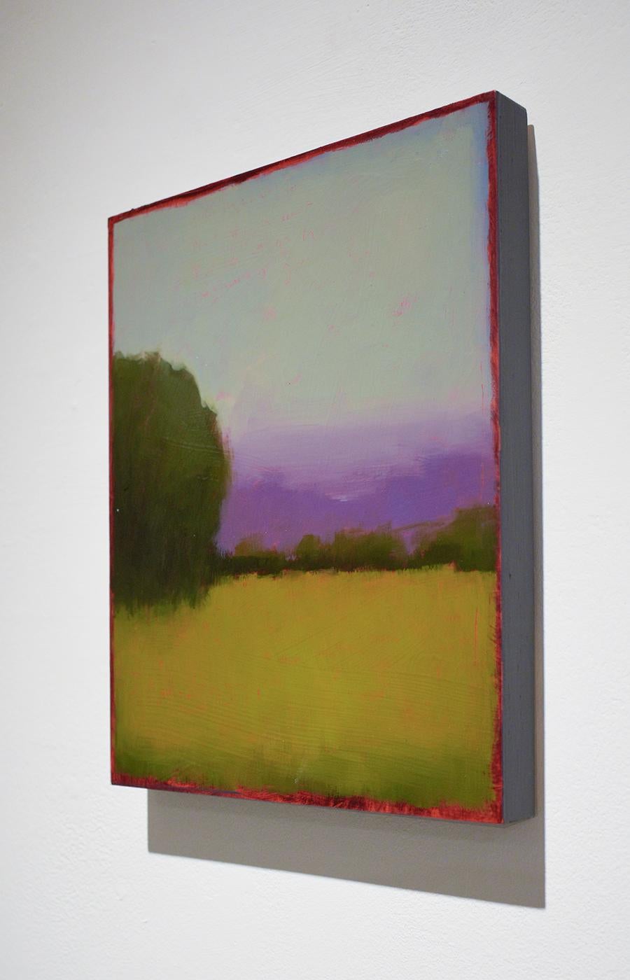 Purple Haze (Abstract Landscape Painting of a Green Field, Purple & Blue Sky)  2