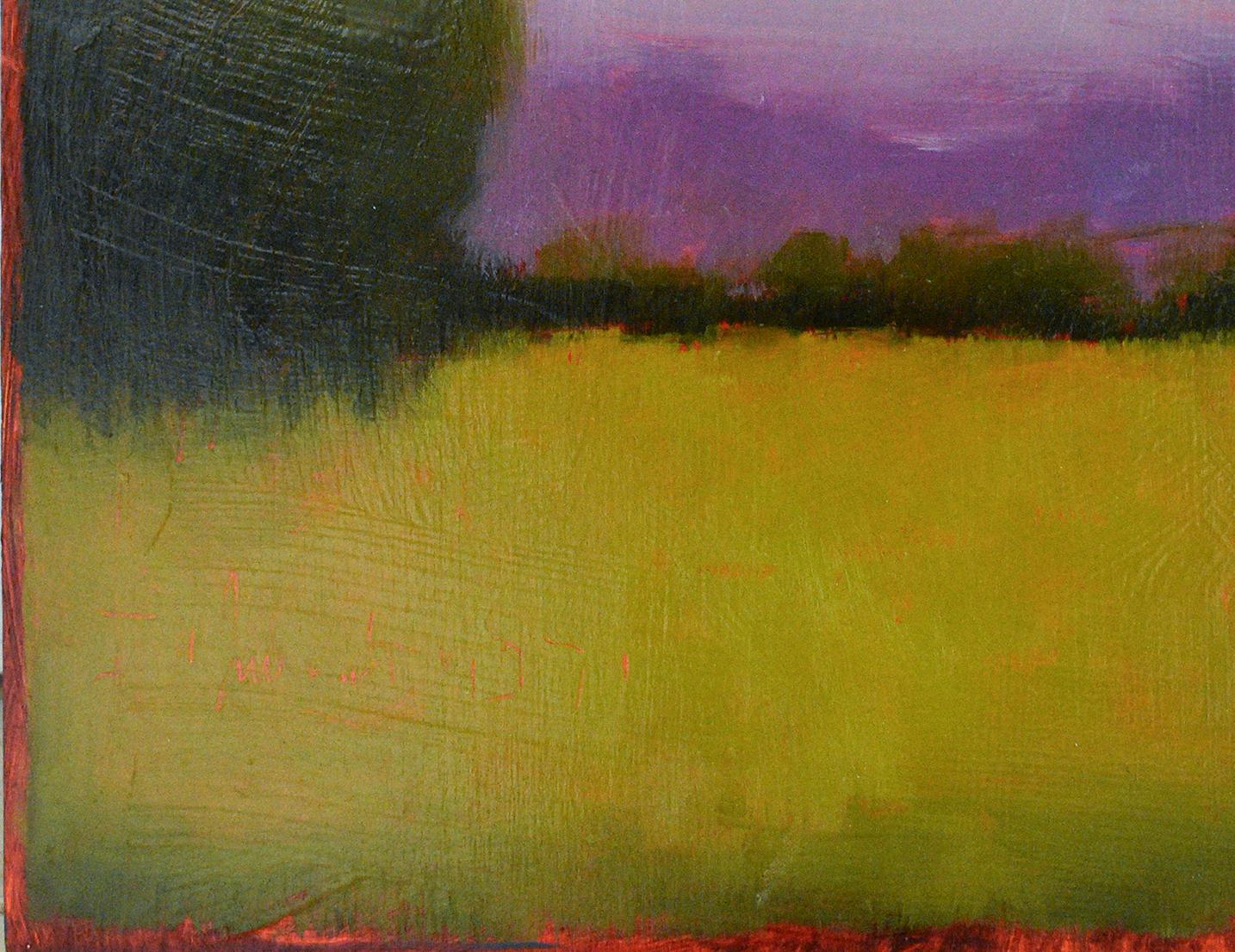 Purple Haze (Abstract Landscape Painting of a Green Field, Purple & Blue Sky)  3