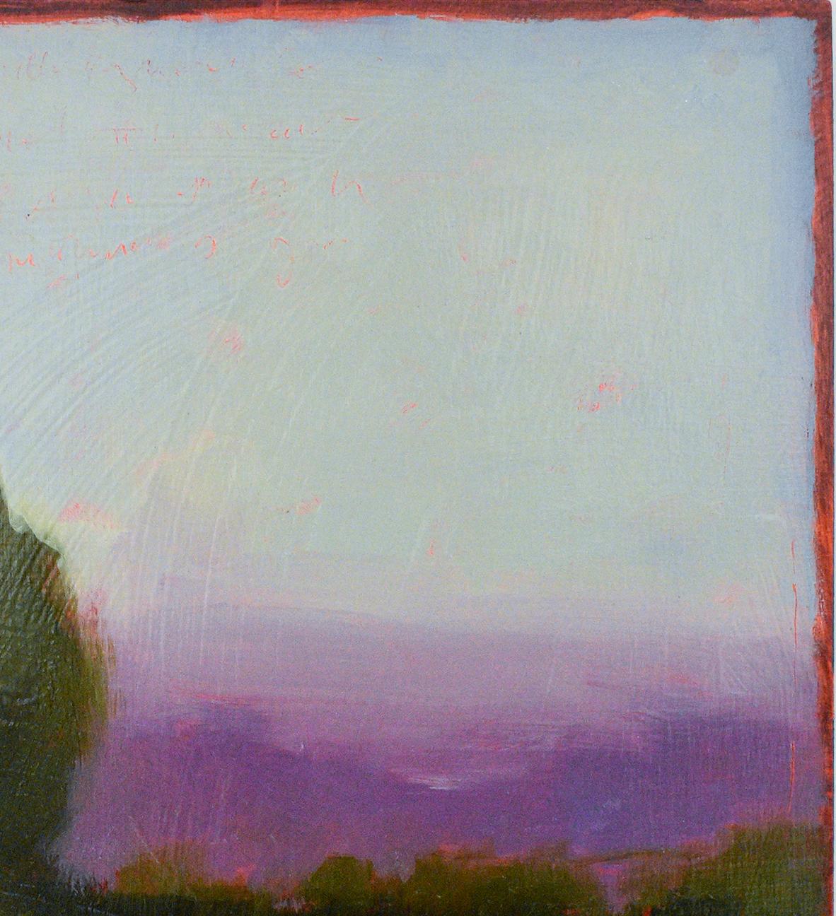 Purple Haze (Abstract Landscape Painting of a Green Field, Purple & Blue Sky)  4