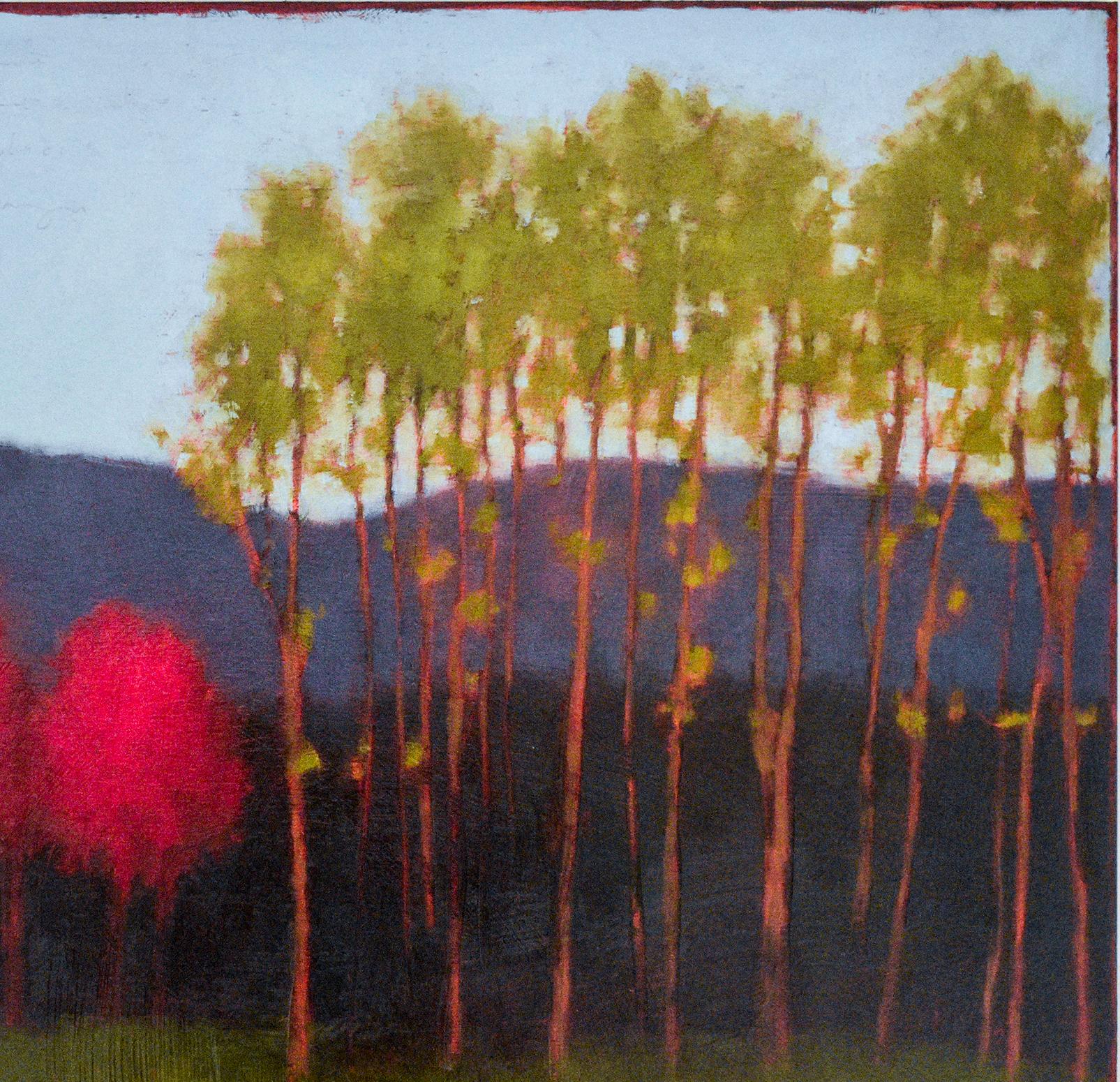 Red Tree, Green Tree (Abstract Landscape Painting on Panel of a Country Forest) 1