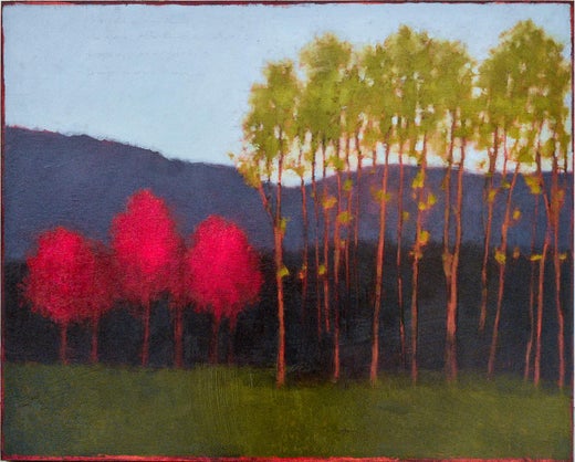 Tracy Helgeson Red Tree Green Tree Abstract Landscape Painting