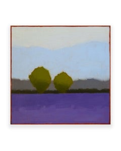 Two Olive Trees (Color Field Painting of a Rural Landscape by Tracy Helgeson)