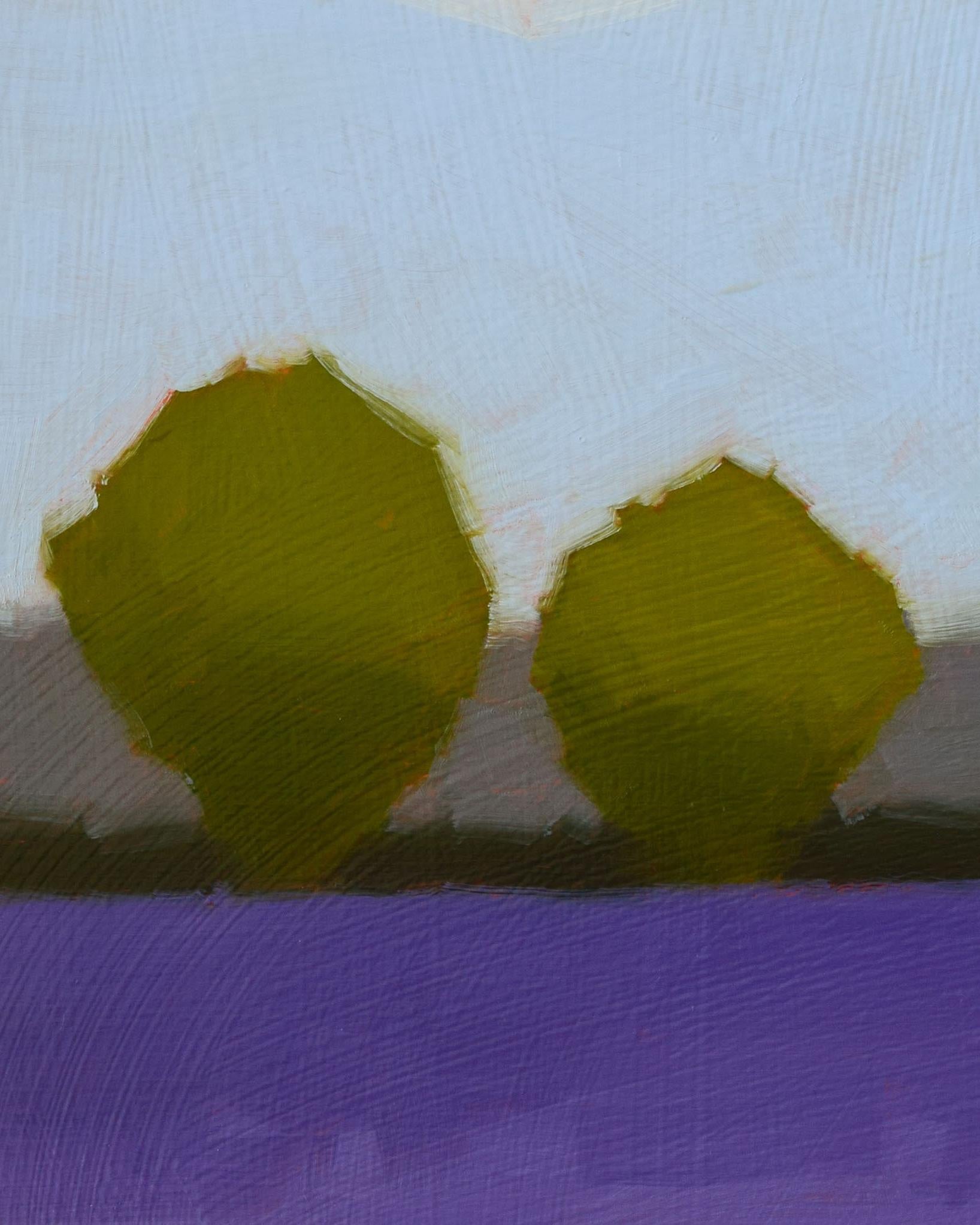 Two Olive Trees (Color Field Painting of a Rural Landscape by Tracy Helgeson) 2