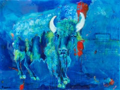 Buffalo Soldier, vibrant blue, original, authentic, signed, great reviews 