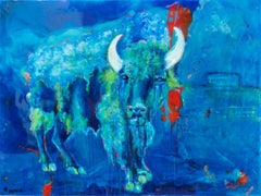 Buffalo Soldier, vibrant blue, original, authentic, signed, great reviews