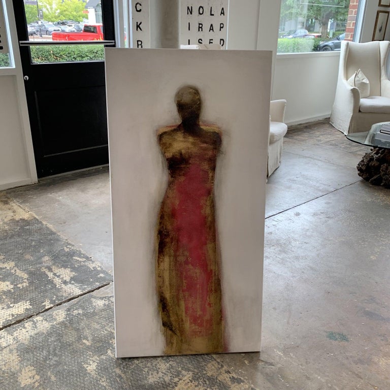 Figure Painting with Gold Leaf on Canvas , 2021 For Sale 1