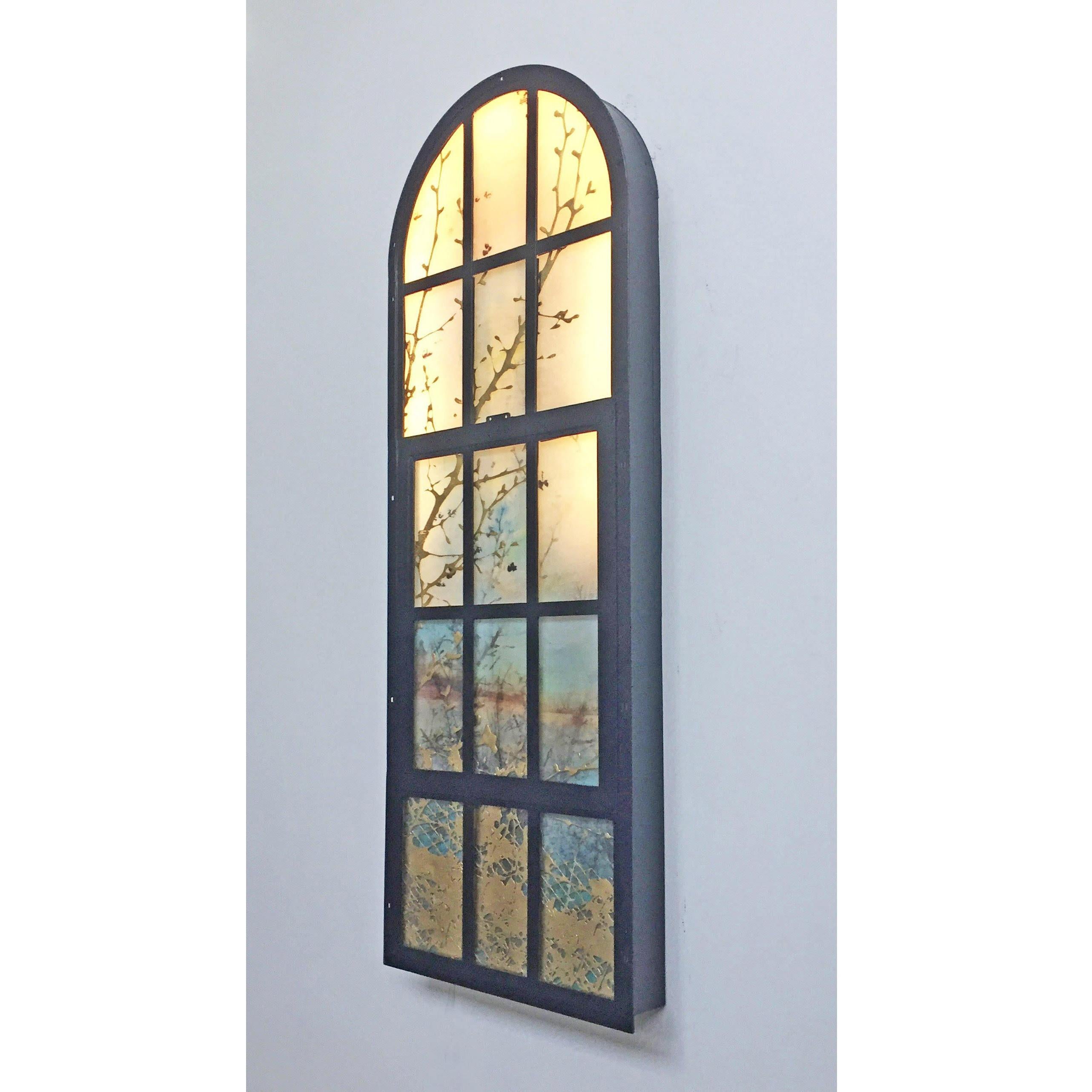 Saltwater Window, mixed media, 55 x 35 inches. Glass design - Contemporary Mixed Media Art by Tracy Silva Barbosa