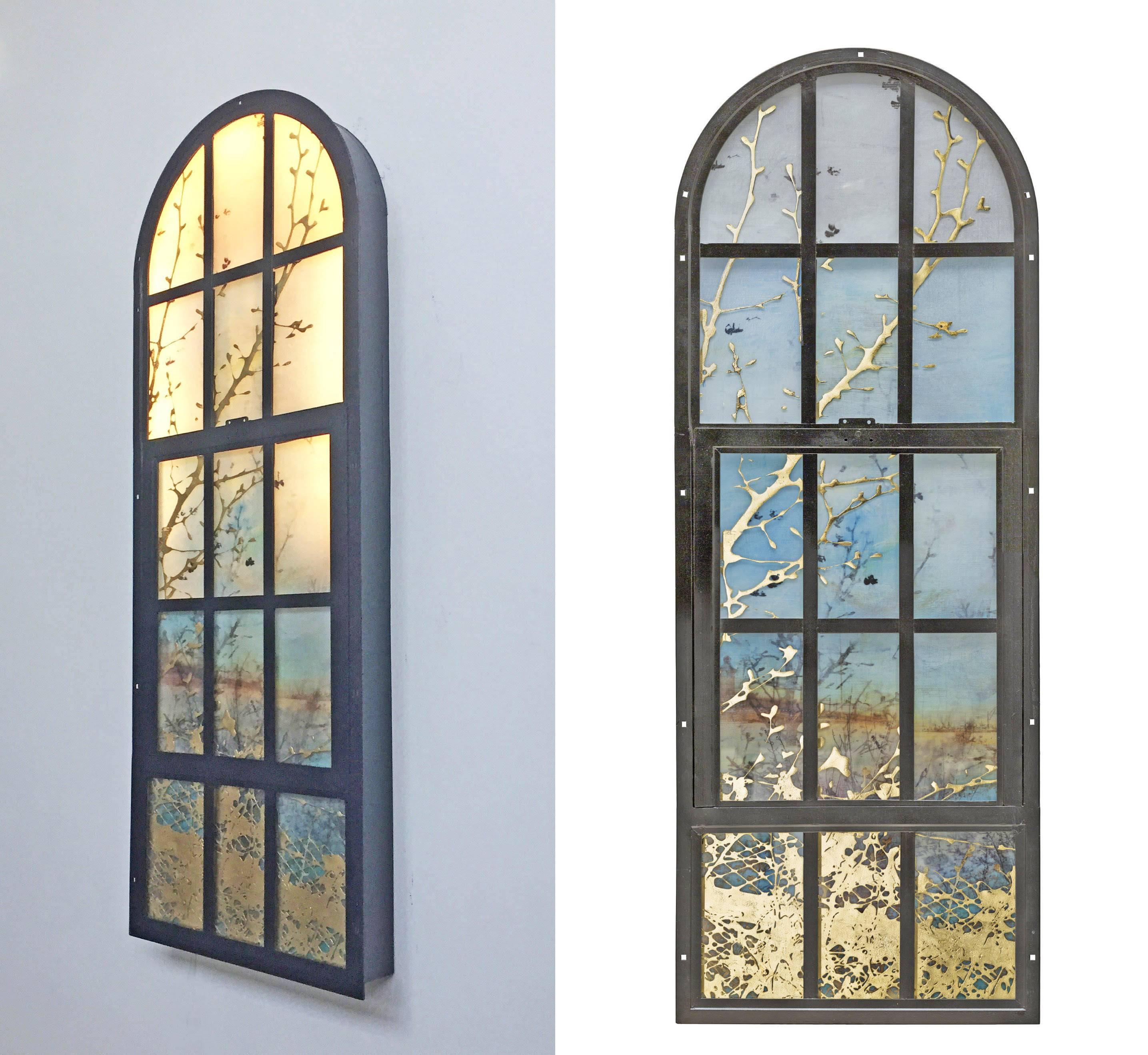 Saltwater Window, mixed media, 55 x 35 inches. Glass design - Mixed Media Art by Tracy Silva Barbosa