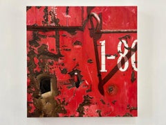 Contemporary Encaustic and Oil Painting, 24x24 in, "Dumpster 1-800"