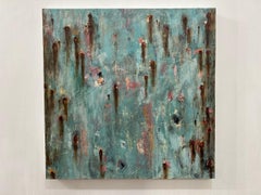 "Display of Beauty", Contemporary, Grey, Pink, Encaustic and Oil Painting