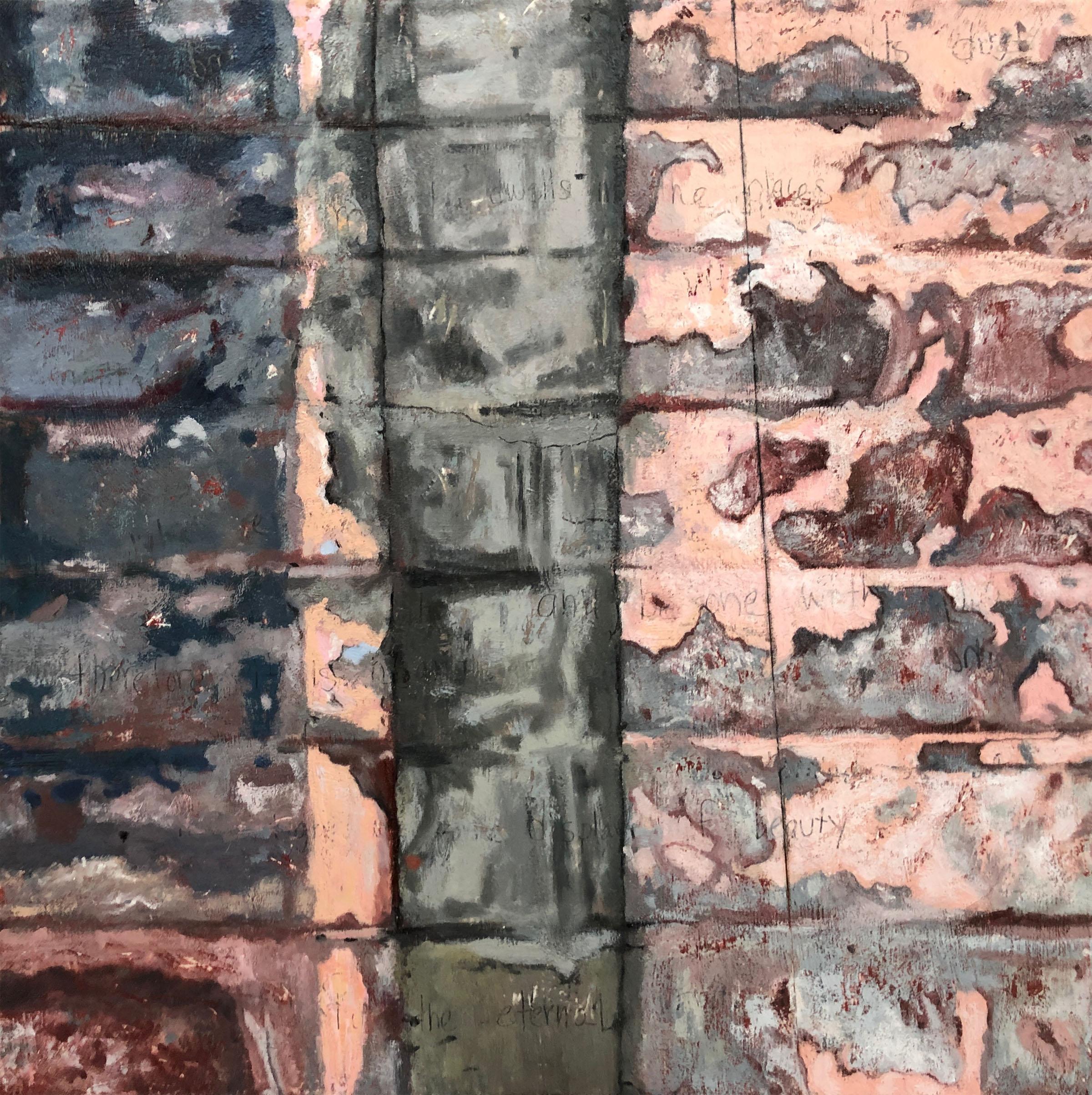 Tracy Spadafora Abstract Painting - "Display of Beauty", Contemporary, Grey, Pink, Encaustic and Oil Painting