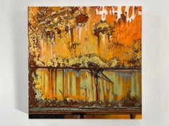 "Dumpster 440", Contemporary Encaustic and Oil Painting on Panel, 24x24 inch