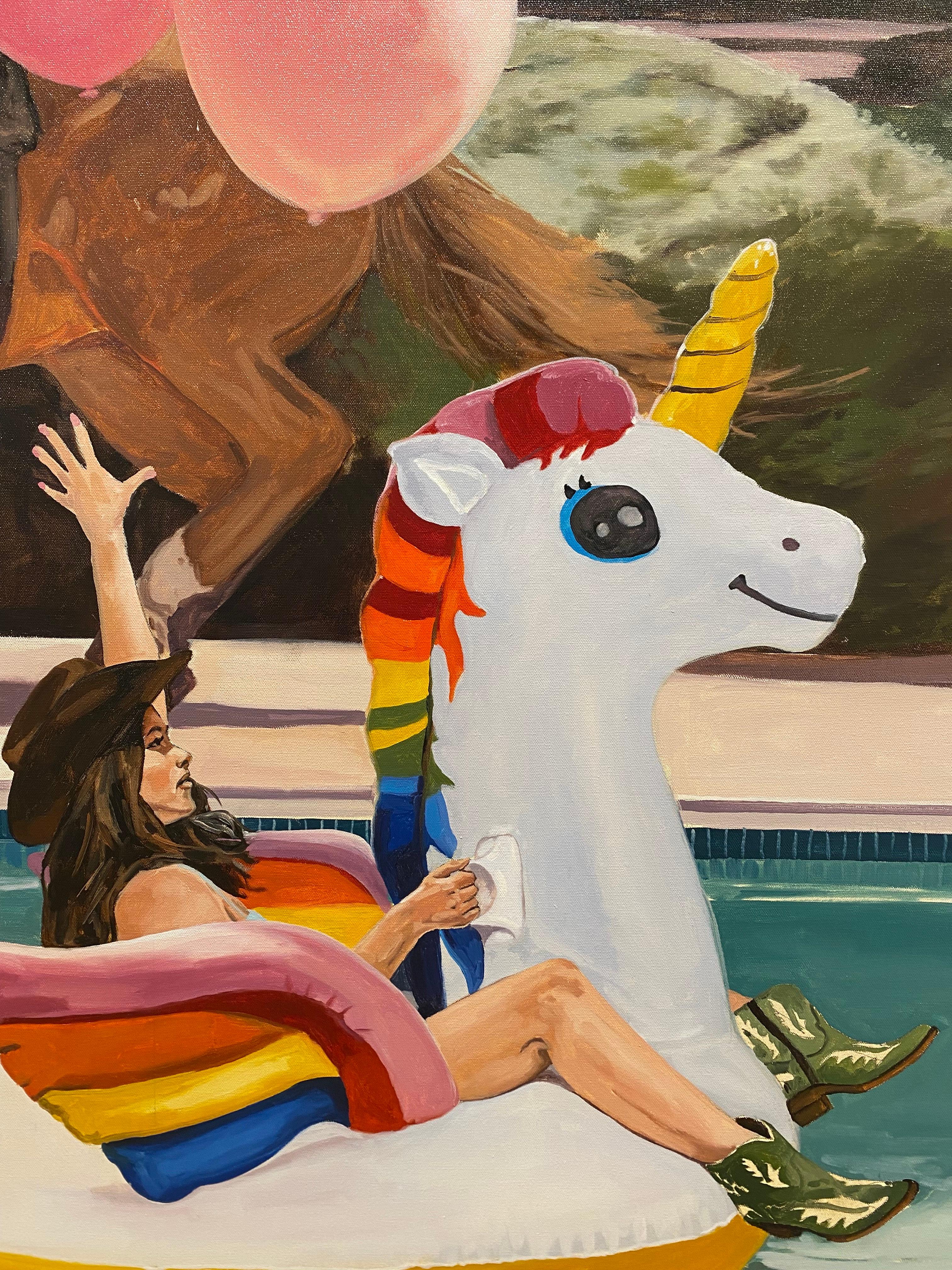 Pool Party - Contemporary Painting by Tracy Stuckey