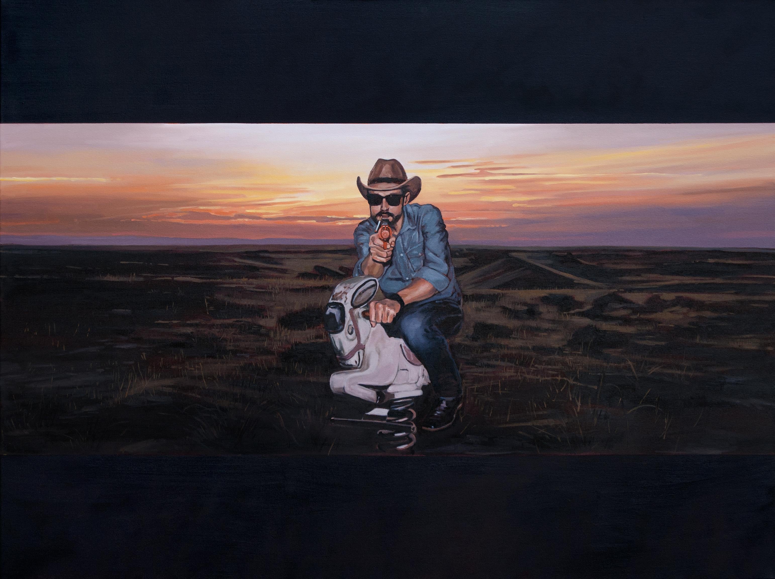 Tracy Stuckey Figurative Painting - Sunset Rider