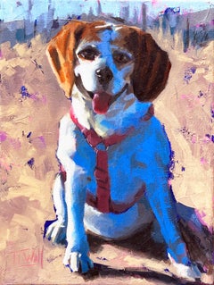 "Dog Joy 6" di Tracy Wall, dipinto originale di cane/beagle