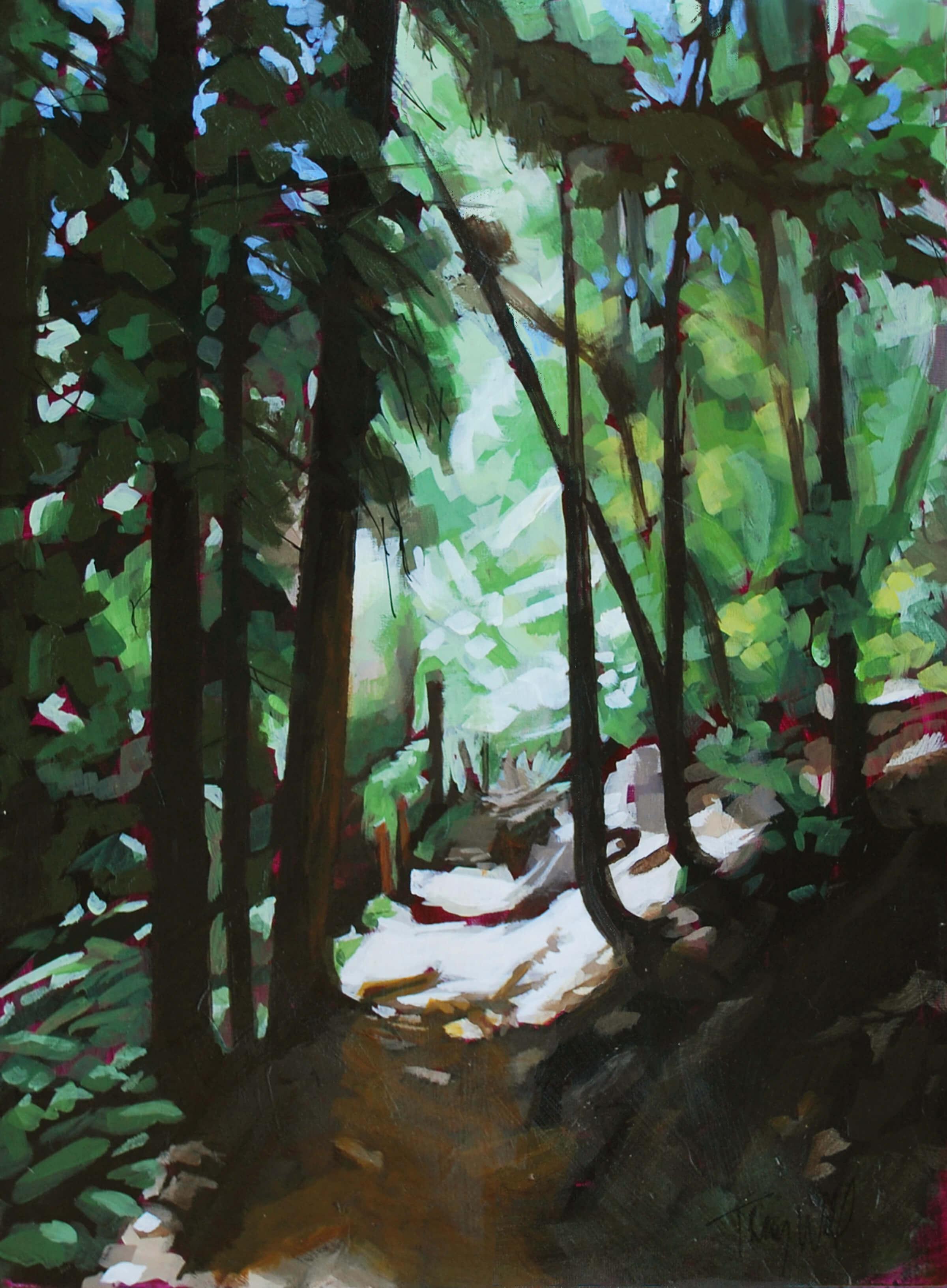 Tracy Wall Figurative Painting - Forest Feeling, Original Mixed Media Painting