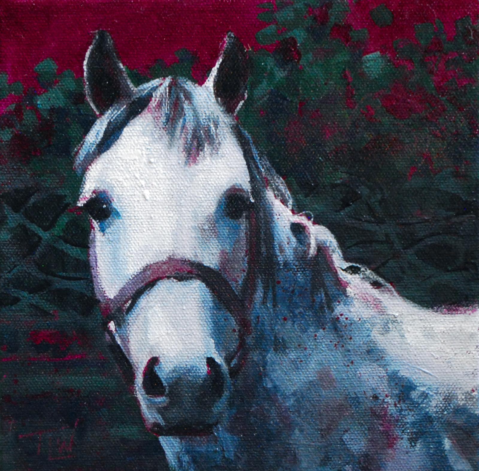 "Hello Dolly" de Tracy Wall, Pintura original en técnica mixta, Retrato de caballo