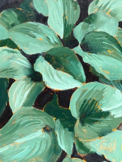 "Hosta Party" (2025), Original Floral Still Life Oil Painting on Panel