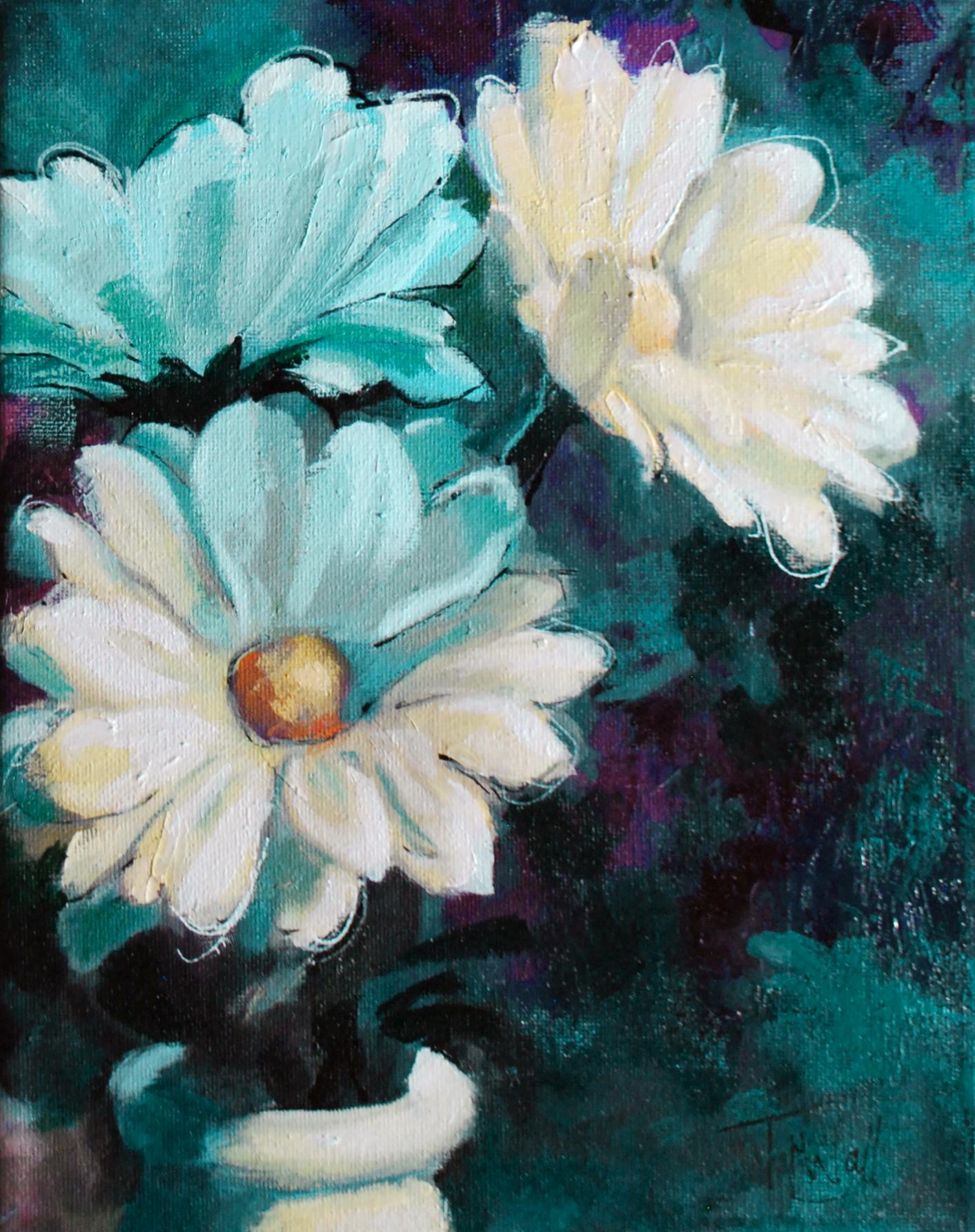 "Spotlights",  Peinture à l'huile originale de Tracy Wall