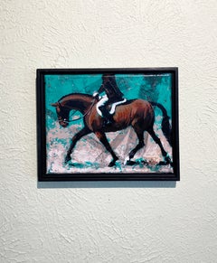 "Trot on Teal" by Tracy Wall, Original Equestrian/Horse Painting