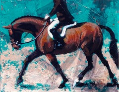 „Trot on Teal“ von Tracy Wall, Original Gemälde Reiter/Horse, Original