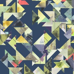 Trade Routes-Geometric Print Wallpaper in Navy Colorway, on Smooth Paper