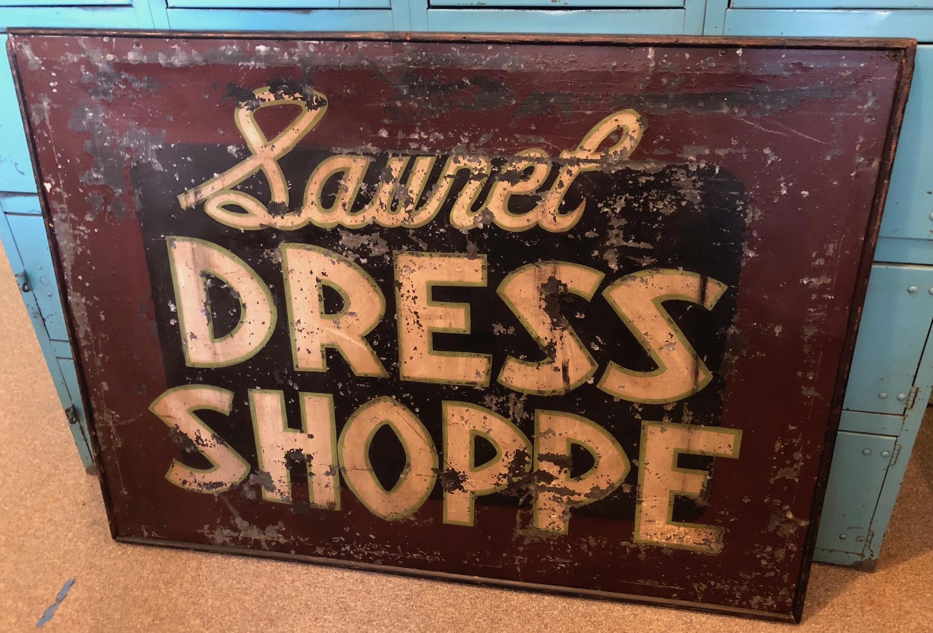 Trade Sign of Tin for Dress Shoppe For Sale 7