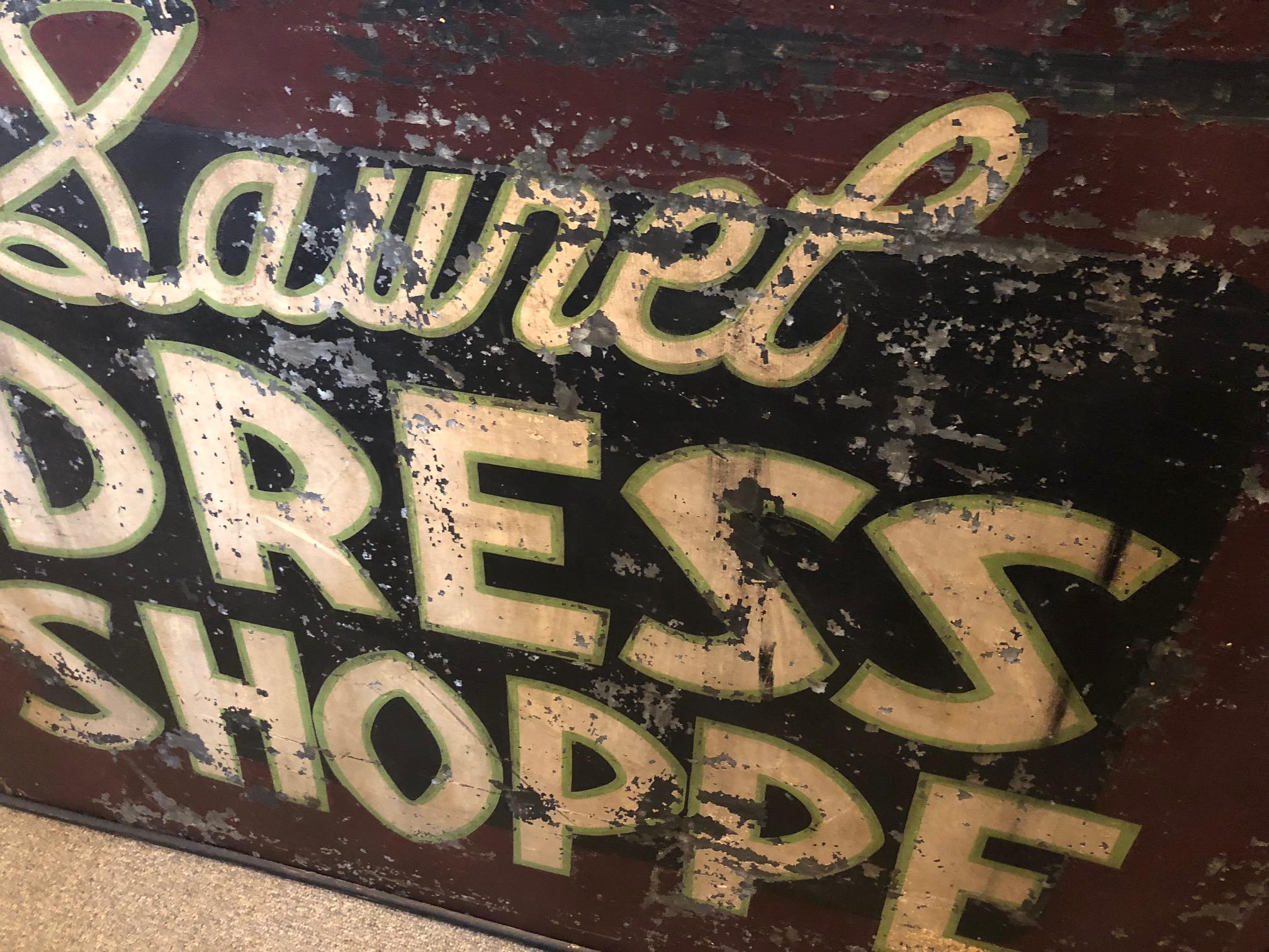 Trade Sign of Tin for Dress Shoppe For Sale 8