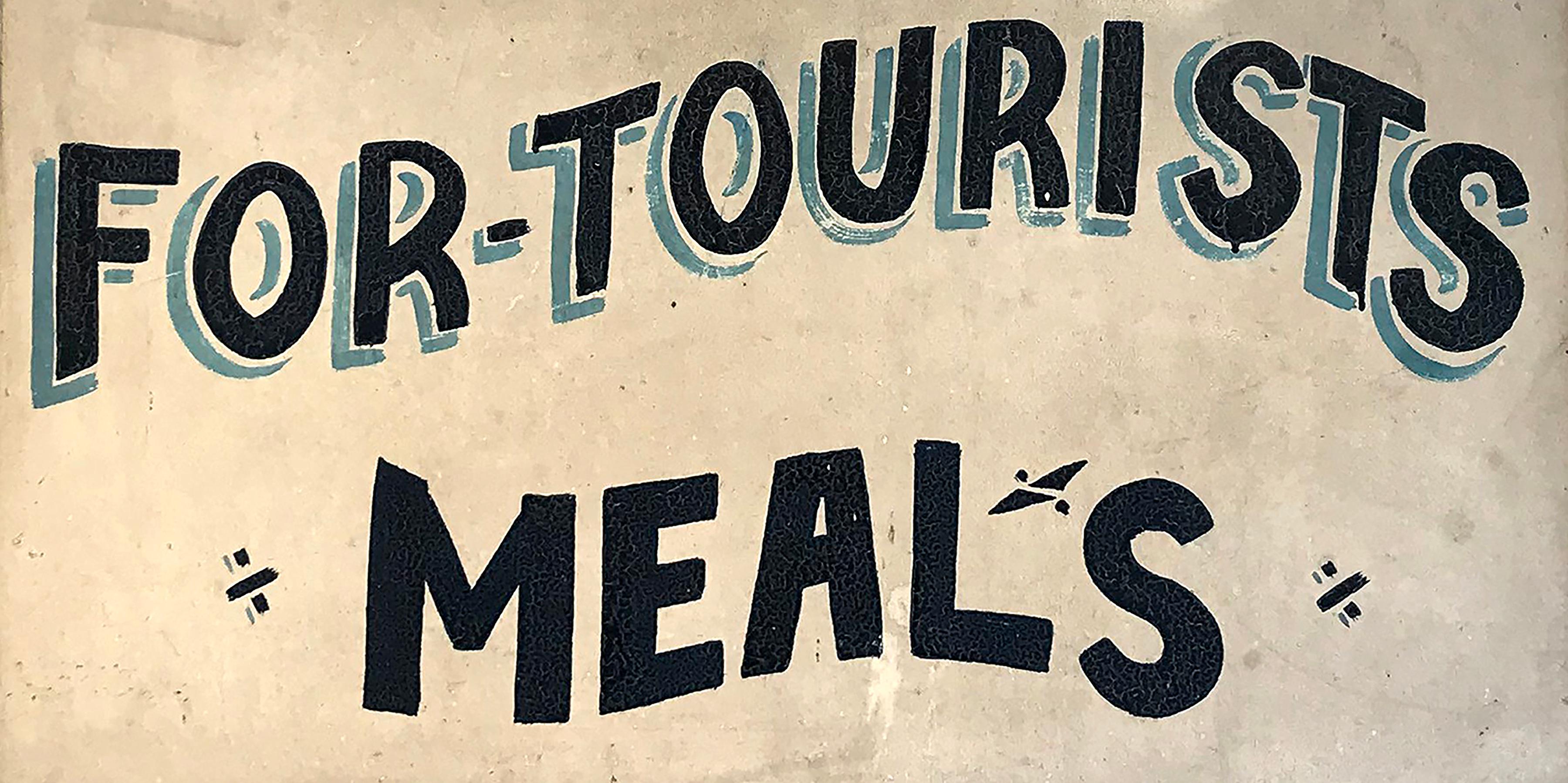 Folk Art Trade Sign, Rooms or Tourists, Meals