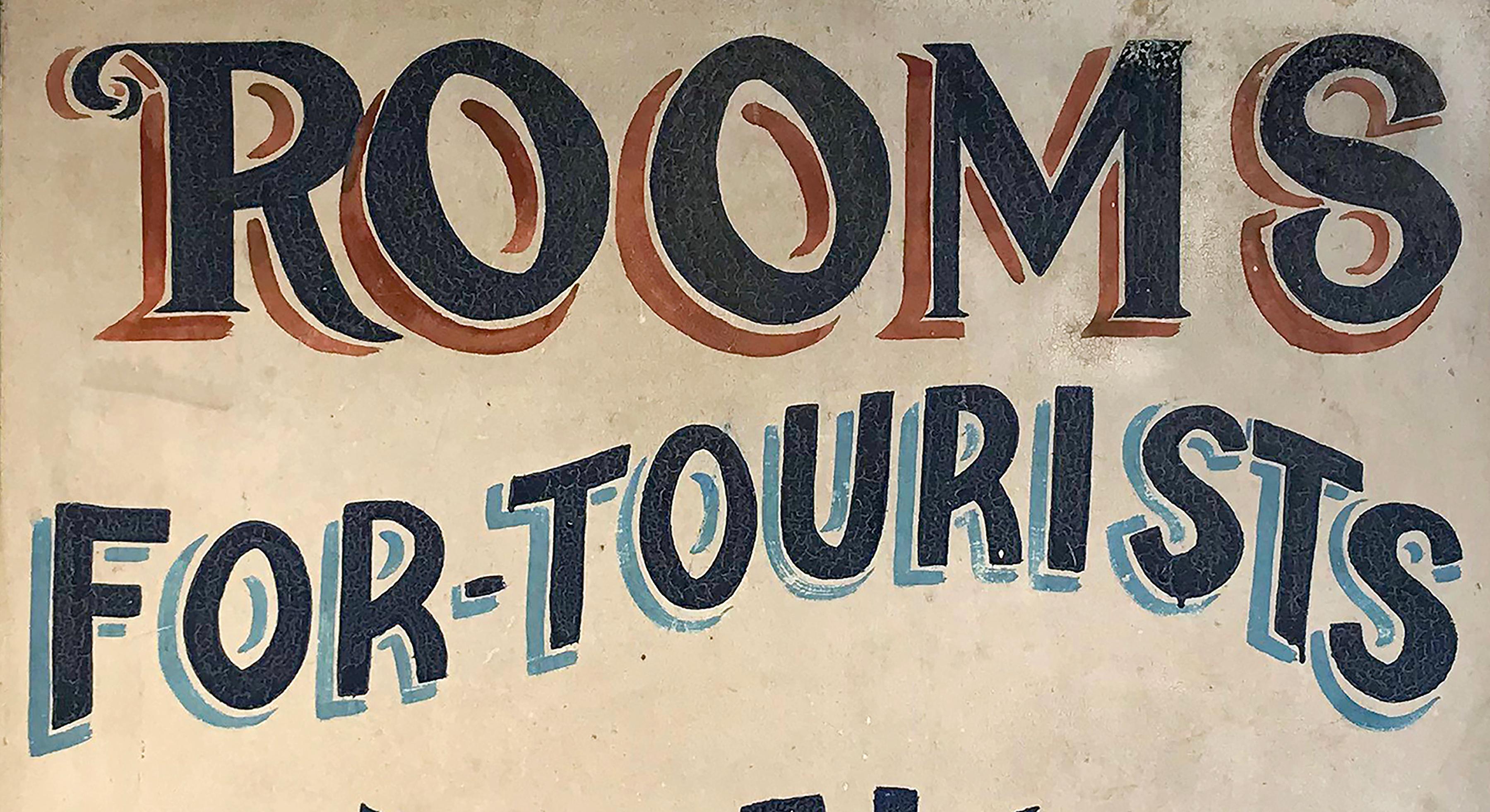 North American Trade Sign, Rooms or Tourists, Meals