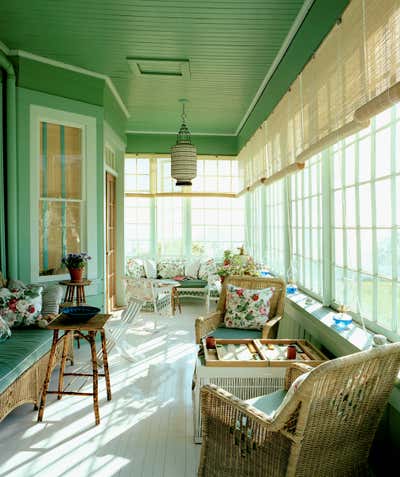 Preppy Country House Patio and Deck. Country by Markham Roberts Inc..