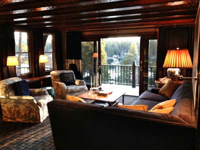  Eclectic Family Home Living Room. Lake Arrowhead Lodge by Jarrett Hedborg Interior Design.