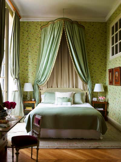  Country House Bedroom. Château du Grand-Lucé by Timothy Corrigan, Inc..