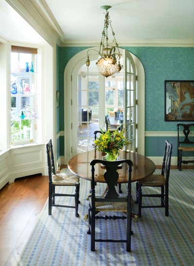 Traditional Country House Dining Room. Penobscot Bay House by Jayne Design Studio.