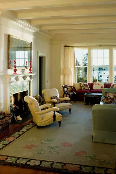  Traditional Country House Living Room. Penobscot Bay House by Jayne Design Studio.