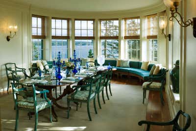 Traditional Country House Dining Room. Penobscot Bay House by Jayne Design Studio.