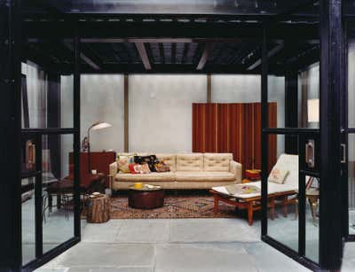  Transitional Family Home Living Room. Garden Pavilion by Michael Haverland Architect.