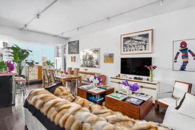  Mid-Century Modern Apartment Living Room. Tribeca Maisonette by Sasha Bikoff Interior Design.
